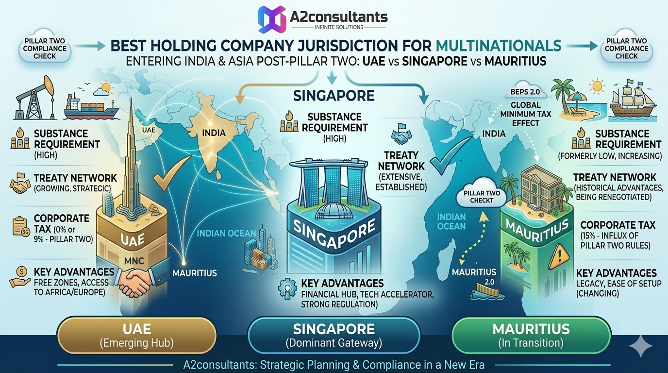 Post Pillar Two India Entry: Choosing the Right Holding Company (UAE vs Singapore vs Mauritius)